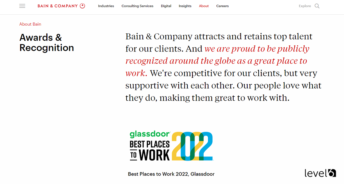 Bain and Company Recognition